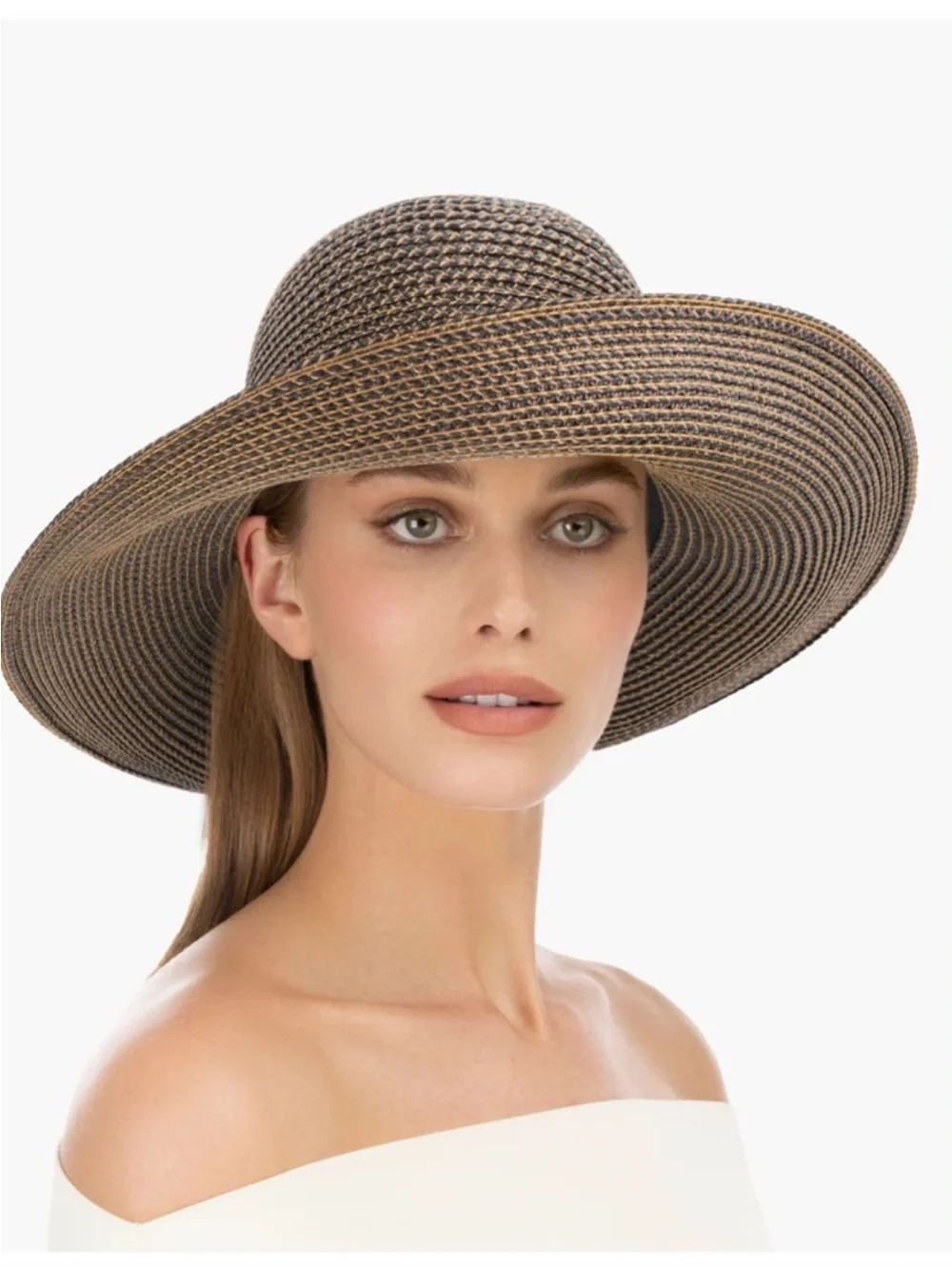 Eric javitz brown woven straw packable hat size large (rubbed off tag) - Picture 3 of 14